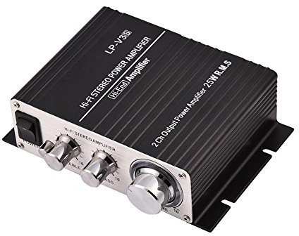 Cuifati Mini 2 canali HiFi Stereo Wired Auto Car Audio Amplificatore di Potenza Amplificatore Digitale per Auto, Moto, Barche, telefoni cellulari, Lettori Dvd, MP3, MP4, Computer Tutti i gusci (Nero)