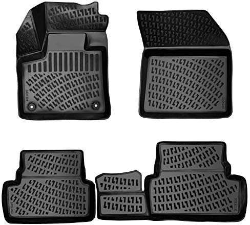 Rizline Passgenau 3D Fussmatten Auto Kompatibel mit Skoda Superb IV 2020-2022 Auto Zubehör 1. und 2. Reihe Gummimatten Autos TPE Allwetter Geruchlos rutschfest Vorne & Hinten Schwarz