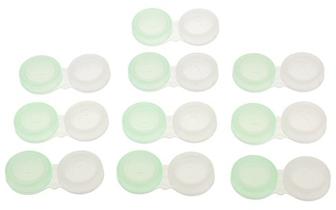 Cajas dobles para lentes de contacto Contenedor portátil para viajes exteriores, transparente, paquete de 10 (verde)