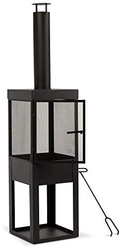 MaxxGarden – Elegante Caminetto da Giardino con Parascintille per Il Relax – Caminetto da Patio con Griglia in Acciaio e Scomparto per Legna da Ardere – Caminetto da Esterno per Il Relax