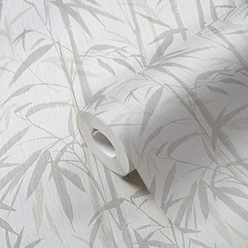 Michalsky Living 379892 Change is good Papier peint en bambou tropical Crème mat finement structuré