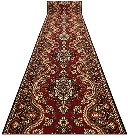 rugsx Passatoia BCF PRIMAVERA per cucina, corridoio, soggiorno, robusto, classico, vino rosso 80x240 cm