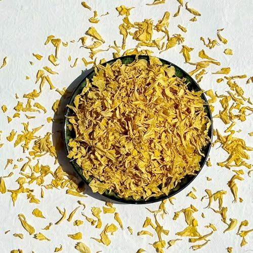 Edible Flower Petals - Natural Dried Yellow Marigold - 25g - Certified Food Grade (207)