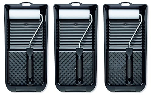 Lackierfarbrolle Farbwerkzeug-Set: 3 x Farbbügel und Farbwanne - Farbrollen, Lackierwalzen für Metallfarbe, Holzfarbe, Heizkörperfarbe, Fliesenfarbe BEKATEQ BE-30W
