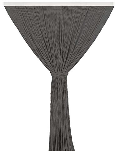 Il Gruppone Passione Casa Tenda Antimosche per Porta Finestra a Pannello con Telaio in PVC, in più Colori, Moschiera con Corde a Pallini per Esterno Interno Fili a Caduta - Grigio - 100 x 220