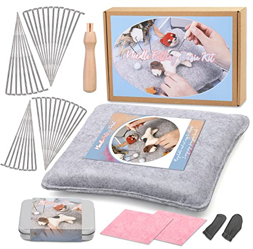 SUVSOON Nadelfilzwerkzeuge mit Filzpad, Nadelfilz-Kits | Nadelfilz-Set für Wollfilzen, Basteln, DIY mit Nadelfilznadeln, Holznadelgriff