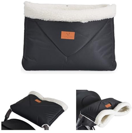 Cangaroo Kinderwagen-Handwärmer Luxe Handmuff für den Kinderwagen Selbstverschluss schwarz