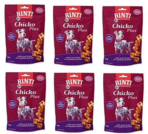 RINTI Chicko Plus KÄSE-SCHINKEN-WÜRFEL für ausgewachsene Hunde - 6 x 80g