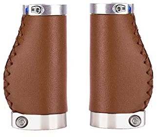 Fahrradgriffe, PVC-Mikrofaser, Leder, ergonomisch, handgenäht, lässig, Retro-Griffe, rutschfest, doppelt verriegelbar, Lenkerhebel für MTB, Rennrad (Dunkelbraun-95 mm-A)