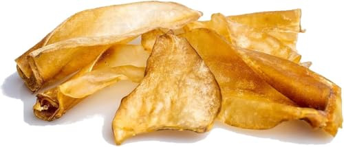 GIOSNAX - Oreilles de Bœuf Séchées Nature Grand, Ration Mensuelle, Friandise pour Chiens, 100% Bœuf, Sans Coquille, Séché Doucement, Aliment Simple, 15-25g par Oreille, 30 Pièces