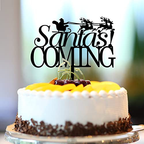 Santa's Coming Cupcake Topper Happy New Year Eve Happy Birthday Cake Picks for Jubilee Graduation Food Picks Cake Decorations Funny Custom 2022 Winter Festival Schneemann Acryl Schwarz