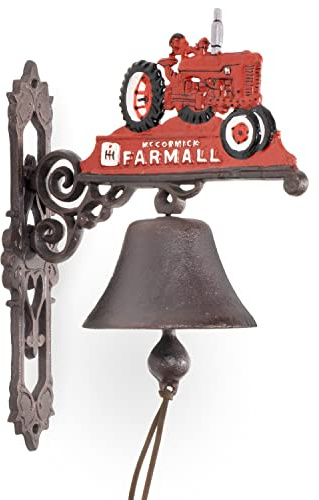 Moritz Türglocke Traktor 57 cm Gusseisen Wandglocke Gartenglocke antik Deko | Retro-Flair für Landwirte und Trecker-Fans – wetterfest, mit Zugkordel und Klöppel, heller Klang, als Geschenk