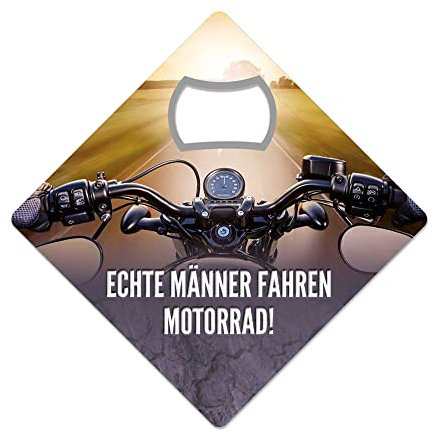 KULT-MAGNETÖFFNER - FLASCHENÖFFNER - UNTERSETZER - COASTER - ECHTE MÄNNER FAHREN MOTORRAD - 9X9 cm KM007