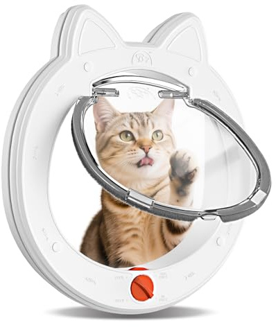 Decormax Cat Door with 4-Way Lock, Cat Door for Exterior Door with Magnetic Flap, Weatherproof Pet Door for Interior Door, White