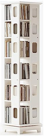 SAAKO praktisch Bücherregal 360° drehbares Bücherregal, weiß, mehrstöckig, stehend, Bücherregal, großes Fassungsvermögen, Aufbewahrung, Bücherregal, Wohnzimmer, Zuhause, Bücherregal perfekte Möbel