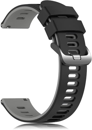 EZMVZKU 22mm Silikon Armband für Samsung Galaxy Watch 3 45mm/Watch 46mm/Amazfit GTR3/3 PRO/GTR4 Ersatzarmband,für Huawei Watch GT runner/GT3 46mm/3/3 pro Sport Uhrenarmband,Schwarz/Grau