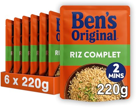 Ben's Original Riz Express Complet Pack de 6-6x220g | Pack de 6 sachets de riz complet express. Pour des repas sains, rapides et équilibrés.