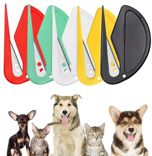 5 Stück Knotting Comb für Katzen und Hunde, 3 in 1 Multifunktions Haarentfernungskamm, Entfilzungsmesser Katze, Hundekamm Fellbürste Hund Entfernt Unterwolle,Perfekt zum Entfernen von Verfilzungen(A)