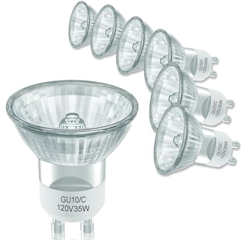 DUMILOO GU10+C 120V 35W Light Bulbs (Replacement GU10 LED Bulb) for Track & Recessed Lighting, Range Hood Light, Candle Warmer Lamp, 2700K Warm White, Dimmable, Pack of 6