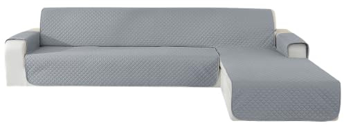 YSTELLAA Couchbezug L Form 2 Sitzer 100% Wasserdicht, Sofa Überzug Ecksofa rutschfest, Couch Bezug L-Form Universal, Reversibel Couch Überzug Ecksofa Waschbar, Hellgrau