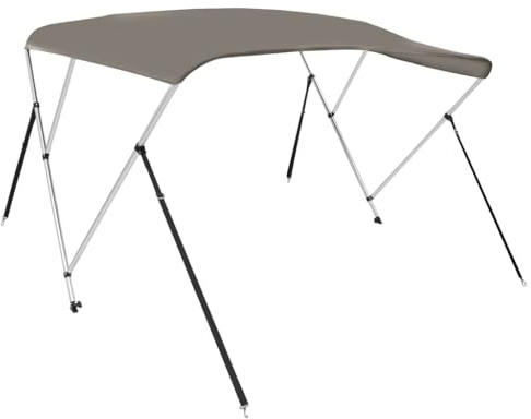 vidaXL Toldo Bimini de 3 Arcos, Capota Impermeable para Barco con Paredes Laterales, Cubierta para Barca, Protección contra Granizo Lluvia UV, Gris