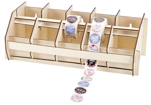 PH PandaHall Etikettenrollen-Halter Einstellbarer Aufkleberrollenhalter Holzetikettenständer Etikettenspender Etikettenhalter Zubehör für Versandzubehör Drucker Home Office Organizer