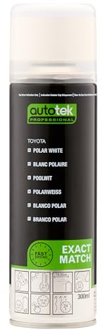 Autotek Professional Exact Match Car Spray Paint, Toyota Polar White Aerosol Spray, 300 ml