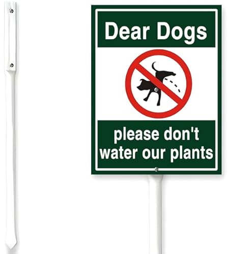 Horienteeon Panneau « Dear Dogs Please Don't Water Our Plants No Dog Poop Or Pee » - 15,2 x 11,7 cm - En aluminium antirouille - Décoration de rue, porche, ferme, ferme, cour