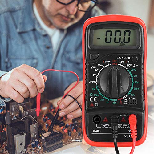 Multimetro Digitale LCD Portatile XL830L, Voltmetro Amperometro Ohmmetro Tester di Tensione Corrente, Strumento Ad Alta Precisione con Display LCD, Blocco Dati, Protezione