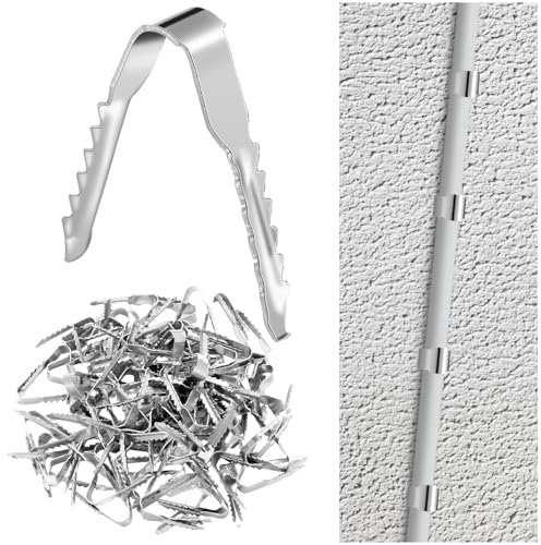 Blulu 100 clips de cable para superficies de estuco, anclajes de acero al manganeso, clips de reparación de paneles de yeso, ganchos para grapas de cable eléctrico coaxial, anclajes de mampostería