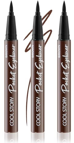 Boobeen 3pcs Delineador Líquido Impermeable, Lápiz Delineador Negro y Marrón, Delineador de Ojos de Larga Duración con Fórmula de Secado Rápido para Maquillaje de Ojos Todo el Día