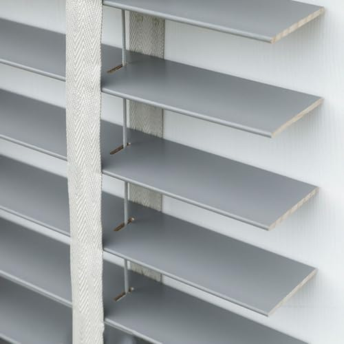 Wooden Blinds Horizontal Venetian Blind Cordless Window Darkening Venetian Blinds Room Anti-UV Blinds can Mounted Inside or Outside W 25~160cm × H 60~280cm Custom(Gray)