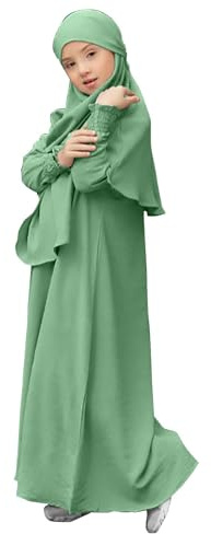 Fannyfuny Gebetskleidung Für Kinder, Mädchen Muslim Kleider, Lange Ärmel Abaya Ohne Hijab, Islam Kleidung Frauen, Damen Muslimische Kleid Set, Gebetskleid Jilbab Khimar Ramadan Gebetskleid