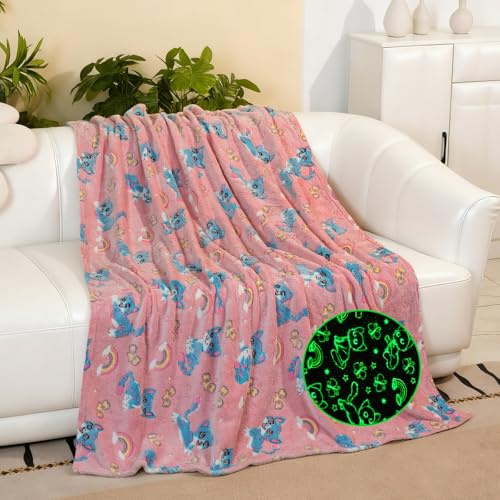 LXTOPN Kuscheldecke Kinder, Dinosaurier Decke, Einhorn Decke Leuchtet im Dunkeln, Flanell Wohndecke für Jungen und Mädchen (Rosa Katze, 150x200cm)