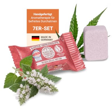 Nature Cosmétique® Certified Aromatherapie Badetabs 7er Set MUSKEL RELAX (Krautig, Holzig) – CBD Badezusatz zur Regeneration & Lockerung – für Sportler & Wellness – Badebomben Entspannungsbad