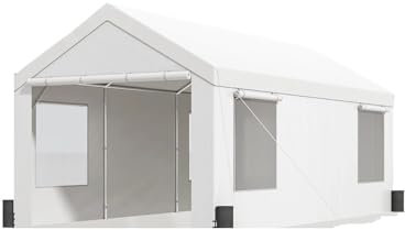 MNEVZX Tendone Garage Telo copriauto per Esterni, Resistente, Impermeabile, Resistente ai Raggi UV, per Garage e Cortile Box Auto da Esterno(White (3 x 6 m))
