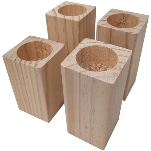 pingping1991 4er Möbelerhöhung Holz Bett Erhöhung Möbelerhöher Betterhöher Tischerhöher Möbel Risers Stuhlerhöhung Elefantenfuß,Möbelfüße für Bett Sofafuss