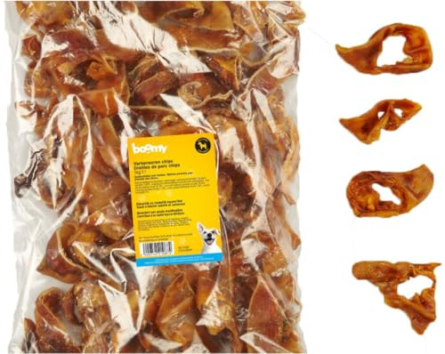 Boomy - Orejas de cerdo Chips – Bocadillos 100% naturales para perros - Orejas de cerdo en trozos de 6-7 cm – Dulces para perros para todas las razas (1kg)