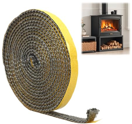 Junta de chimenea autoadhesiva y estufa de madera, 3 x 10 x 300 cm, banda de fibra de vidrio resistente a 550 °C, impermeabilización antihumo, instalación fácil, para chimenea, horno persianas