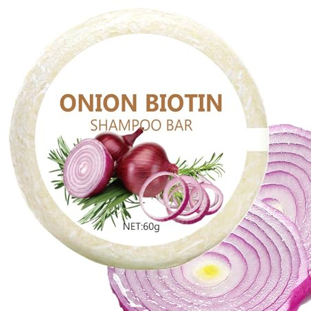 Onion Biotin Shampoo Bar, 60g Oignon Romarins Shampooing Savon, Shampooing Solide Pour La Croissance Des Cheveux, Shampooings Anti-chute Pour Femmes Pour Cheveux Gras/huileux/fins