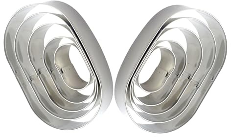 NUOBESTY Juego De 2 Cortadores De Galletas Ovalados Molde Para Galletas Casero De Acero Inoxidable Moldes Para Con Formas Geométricas Anillos Para Hornear Y Donas
