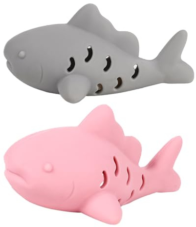 Lot de 2 distributeurs de friandises pour chat en forme de poisson, distributeur interactif de nettoyage des dents de chat pour la recherche de nourriture, le jeu, la réduction de l'ennui, la gestion