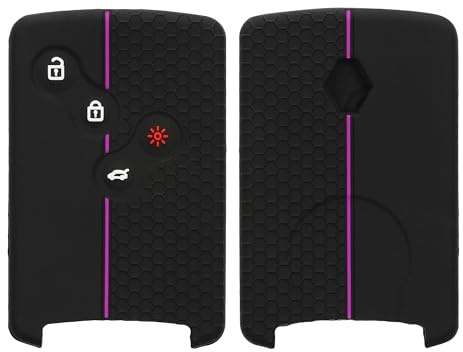 kwmobile Carcasa Compatible con Llavero de Renault Llave de Coche de 4 Botones (Solo Keyless Go) Funda - Funda para Mando de Coche de Silicona - Negro / Violeta