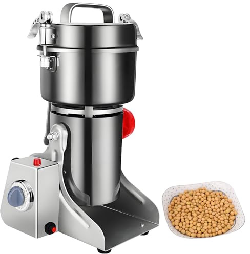 UORDBY Polverizzatore in Acciaio Inox, Mulino da banco, macinacaffè Professionale per Cereali, macinacaffè ad Alta velocità per spezie secche, Erbe aromatiche, Cereali, caffè e Riso 1000g