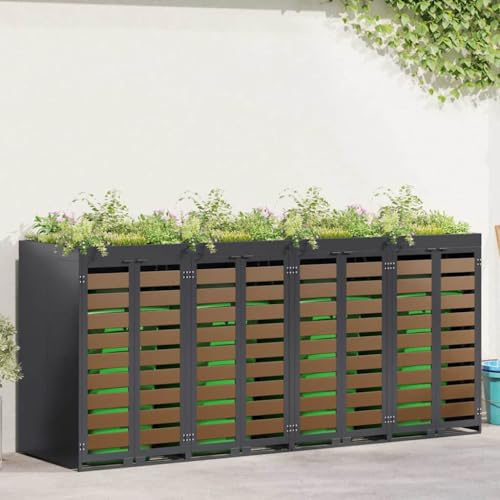 Générique Rangement de Poubelle à roulettes pour 3 poubelles Anthracite,Maison & Jardin,Produits ménagers,Accessoires pour conteneurs à déchets,Cache-conteneurs à déchets,Anthracite,92.3 KG,3394775