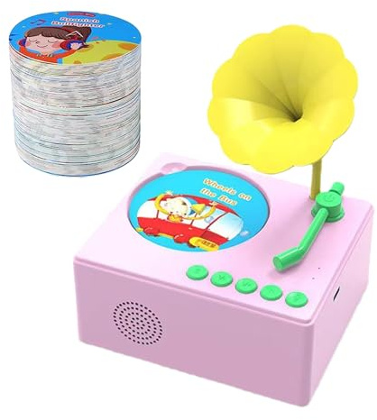 Lettore fonografico per bambini - Giocattolo per dischi in stile retrò, dispositivo musicale per raccontare storie, grammofono educativo, lettore audio interattivo con struttura durevole | Giocattolo
