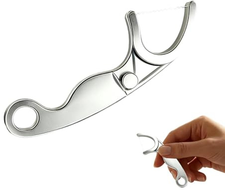 Plettro per filo interdentale, in acciaio inox, sottile, per rimuovere le macchie, rotolo da 50 m, per uomini, anziani, adolescenti, bagno, viaggi, viaggi di lavoro, pulizia post-pasto