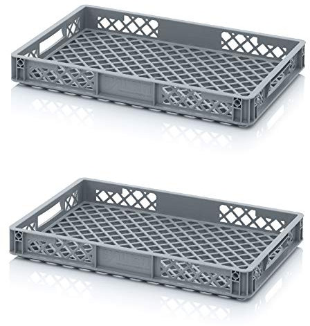 2x Bäckerkiste Cateringbox 60 x 40 x 7,5 durchbrochen inkl. Zollstock * Eurobehälter lebensmittelecht