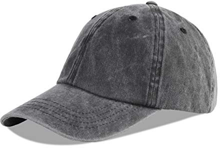 LANGZHEN Unisex Baseball Cap 100% Baumwolle Fits Männer Frauen Washed Denim Verstellbare Dad Hat (Schwarz)