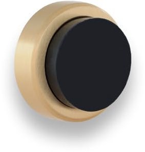 EVI Herrajes | Selbstklebende Türstopper für die Wand | Ø24 x 14 mm | Messing Matt - Schwarzer Gummi | Inklusive Schraube + Befestigungsdübel | I-205/24-24TPMLMT